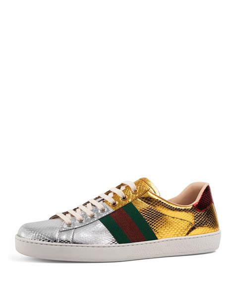 new ace gucci sneakers|Gucci ace metallic snakeskin sneakers.